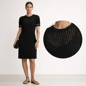 By Malene Birger Black Open Crochet Scandinavian Effortless Luxury Dress Size M